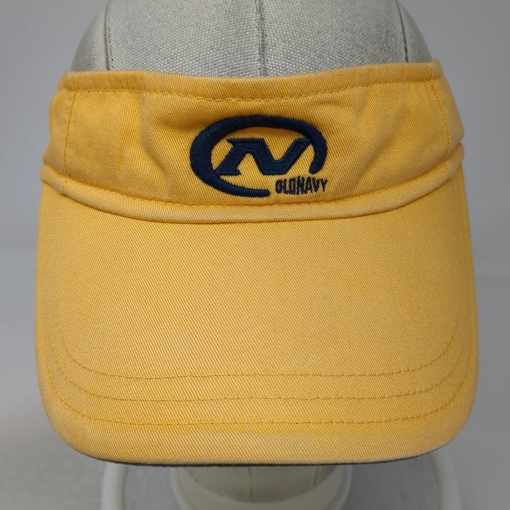 Old Navy Yellow Visor One Size Cotton Embroidered Logo Strapback Hat Contrast View 2